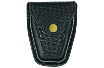 Image of HERO'S PRIDE AirTek ASP Coated Chain Handcuff Case, Basket Weave, Brass Hardware, Black, 1452WA