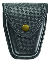 Image of Hero's Pride Handcuff Case, Double, Reg &amp; ASP Chain, AirTek, BW, Brass Snap 1455WG
