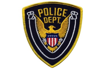 Image of POLICE DEPT Eagle w/ Blank Scroll - Gold/Navy - 4''x4.375''