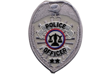 Image of POLICE OFFICER Badge Patch - Silver - 2.5''x3.5''