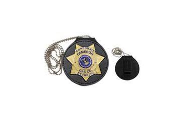 Image of Heros Pride 3-5/8in Deluxe Round Badge holder Recessed Cutout, Star w/ Top and/or Bottom Panels 9150R-0002