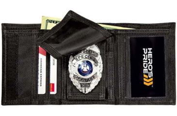 Image of HERO'S PRIDE Deluxe Ballistic Tri-Fold Wallet w/Removable Badge, Genuine Leather, 9160U