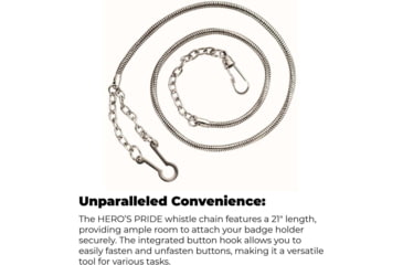 Image of HEROS PRIDE Whistle Chain W/ Button Hook, Nickel - 4020N