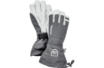 Image of Hestra Army Leather Heli Ski 5 Finger Glove, Grey, 5, 30570-350-5
