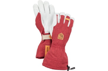 Image of Hestra Army Leather Patrol Gauntlet 5 Finger Glove, Dark Red, 10, 30670-570-10