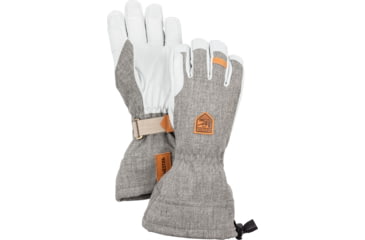 Image of Hestra Army Leather Patrol Gauntlet 5 Finger Glove, Light Grey, 6, 30670-320-6