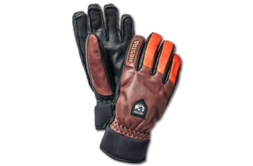 Image of Hestra Army Leather Wool Glove - Men's-Brown/Flame Red-6