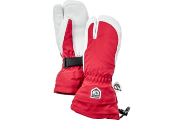 Image of Hestra Heli Ski 3 Finger Glove - Womens, Red/Offwhite, 5, 30612-560020-05