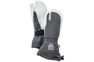 Image of Hestra Heli Ski Three Finger Glove - Womens-Grey/Off White-5
