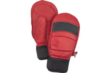 Image of Hestra Leather Fall Line Mitt, Red/Grey, 6, 31471-560350-06