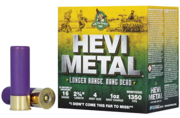 Image of HEVI-Shot HEV-Metal Longer Range 16 Gauge 1oz 2-3/4in Shotgun Ammo, 4 Shot, 25 Rounds, HS31604