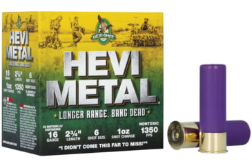 Image of HEVI-Shot HEV-Metal Longer Range 16 Gauge 1oz 2-3/4in Shotgun Ammo, 6 Shot, 25 Rounds, HS31606