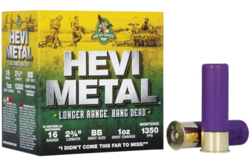 Image of HEVI-Shot HEV-Metal Longer Range 16 Gauge 1oz 2-3/4in Shotgun Ammo, BB Shot, 25 Rounds, HS31688