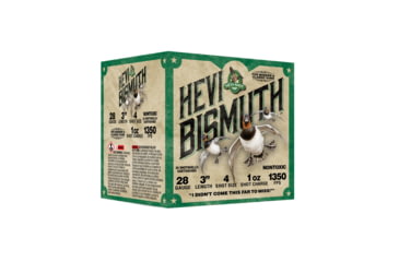 Image of HEVI-Shot Hevi Bismuth 28 Gauge 3in Shotgun Ammo, 4 Bismuth Shot, 1oz, 25 Rounds, HS18434