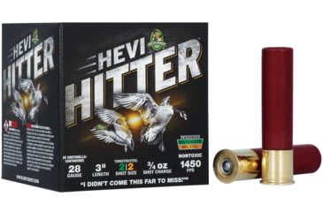 Image of HEVI-Shot HEVI-Hitter 28 Gauge 3/4oz 3in Shotgun Ammo, 2 Shot, 25 Rounds, HS28282