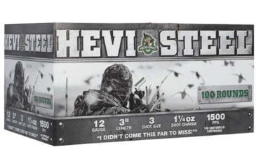 Image of HEVI-Shot HEVI-Steel 12 Gauge 1 1/4oz 3in Shotgun Ammo, 3 Shot, 100 Rounds, HS60103