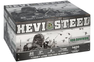 Image of HEVI-Shot HEVI-Steel 20 Gauge 7/8oz 3in Shotgun Ammo, 2 Shot, 100 Rounds, HS62102