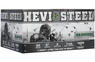 Image of HEVI-Shot HEVI-Steel 20 Gauge 7/8oz 3in Shotgun Ammo, 2 Shot, 100 Rounds, HS62102