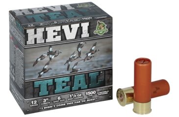 Image of HEVI-Shot HEVI-Teal 12 Gauge 1 1/4 oz 3in #6 Centerfire Shotgun Ammo, 25 Rounds, HS60006