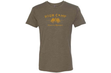 Image of High Camp Flasks Cheers to Adventure Heathered Tri-Blend Tee - Mens, Heathered Olive, Large, TSOLL