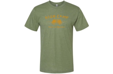 Image of High Camp Flasks Cheers to Adventure Heathered Tri-Blend Tee - Mens, Militart Green, Medium, TSMLM