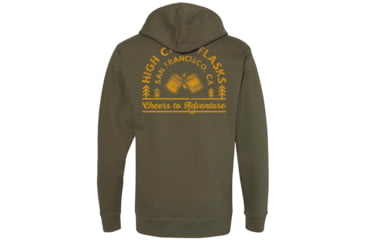 Image of High Camp Flasks Cheers to Adventure Midweight Hooded Sweatshirt - Mens, Green, Extra Large, HDGRXL