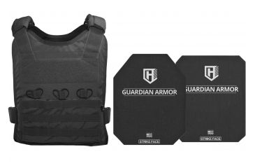 Image of HighCom Armor BPC Series Rifle Armor Kit Plate Carrier w/Guardian AR1000 Steel Plates/10x12 Shooters Cut/10x12 Full Cut, Black, 2XL, RAK-173314315