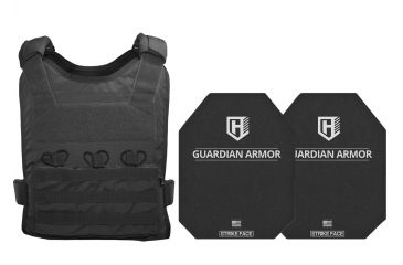 Image of HighCom Armor BPC Series Rifle Armor Kit Plate Carrier w/Guardian AR1000 Steel Plates/10x12 Shooters Cut/10x12 Shooters Cut, Black, 2XL, RAK-173314314