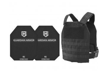 Image of HighCom Armor CAP Series Rifle Armor Kit Plate Carrier w/Guardian AR500 Steel Plates/10x12 Shooters Cut/10x12 Shooters Cut, Black, One Size, RAK-038019019