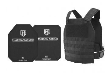 Image of HighCom Armor CAP Series Rifle Armor Kit Plate Carrier w/Guardian AR500 Steel Plates/10x12 Shooters Cut/10x12 Full Cut, Black, One Size, RAK-038019070
