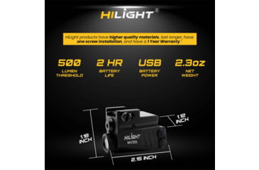 Image of Hilight Maverick Series Green Laser Sight, SIG Sauer P226, Springfield Armory XD-S, Glock 19, SIG Sauer P320, Glock 17, Glock 34, Smith &amp; Wesson M&amp;P M2.0, Springfield Armory XD-M, Black, MV3GL