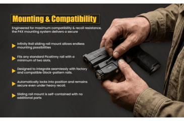 Image of Hilight P4X 1150 Lumens LED Weapon Light, Lithium Ion, SIG Sauer P226, Springfield Armory XD-S, G 19, SIG Sauer P320, G 17, G 34, S&amp;W M&amp;P M2.0, Springfield Armory XD-M, Black, P4X