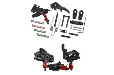 Image of HIPERFIRE HIPERTOUCH Competition AR-15/10 Trigger Assembly Kit w/ HIPERSWITCH Safety Selector, Black, Red