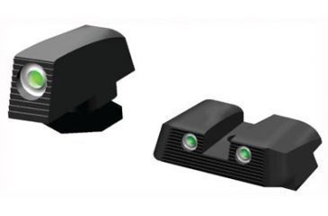 Image of Hiviz Tritium Nitesight Set for Glock 9mm/40 S&amp;W/357 Sig, Green W/White Outline, GLN125