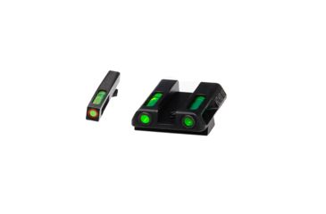 Image of HiViz Litewave H3 Tritium/Litepipe Sight Set, Glock 42, Glock 43, Black, Green Litepipes w/ Orange Front Ring, GLN521