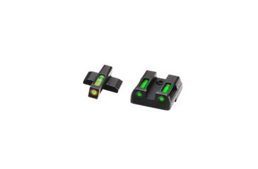 Image of HiViz Litewave H3 Tritium/Litepipe Sight Set, HK VP9, HK VP9SK, HK VP40, HK45, HK45C, HK P30, HK P30L, Black, Green Litepipes w/ Orange Front Ring, HKN521