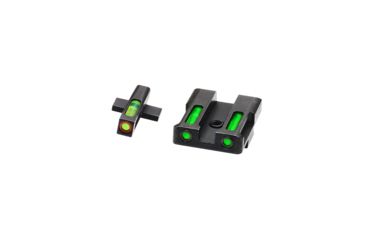 Image of HiViz Litewave H3 Tritium/Litepipe Sight Set, Springfield XD, Springfield XDS, Springfield XDE, Springfield XD-M, Black, Green Litepipes w/ Orange Front Ring, XDN521
