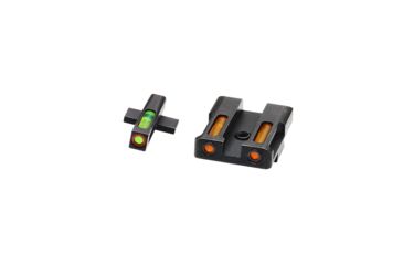 Image of HiViz Litewave H3 Tritium/Litepipe Sight Set, Springfield XD, Springfield XDS, Springfield XDE, Springfield XD-M, Black, Green/Orange Litepipes w/ Orange Front Ring, XDN621