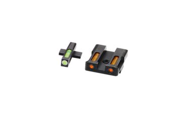 Image of HiViz Litewave H3 Tritium/Litepipe Sight Set, Springfield XD, Springfield XDS, Springfield XDE, Springfield XD-M, Black, Green/Orange Litepipes w/ White Front Ring, XDN421
