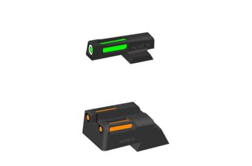 Image of HiViz Staccato Handguns LiteWave H3 Tritium/LitePipe Day/Night Sight, Green/Orange with White Front Ring, STIN421