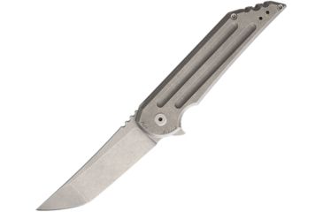 Image of Hoback Knives Kwaiback Framelock Stonewash Folding Knife,3.75in,Stainless Steel,Standard Edge,Stonewash,Titanium Handle HOB001S