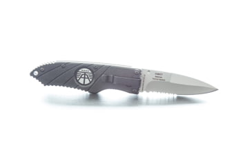 Image of Hoffner Knives Folding Knife, 2.8in, 440c, Spear Point Blade, Flatline Black Grip, Silver Combo Blade, FK-S2CBS-FB