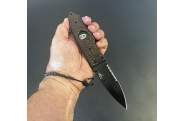 Image of Hoffner Knives Folding Knife, 3.5in, 440c, Spear Point Blade, Chiseled Maduro Grip, Black Combo Blade, FK-S3CBK-CMA