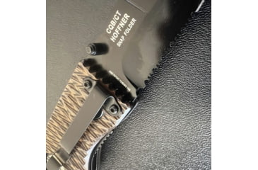 Image of Hoffner Knives Folding Knife, 3.5in, 440c, Spear Point Blade, Chiseled Maduro Grip, Black Combo Blade, FK-S3CBK-CMA