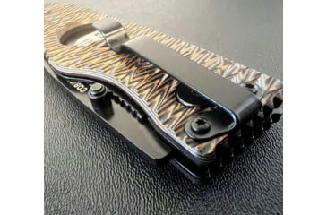 Image of Hoffner Knives Folding Knife, 3.5in, 440c, Spear Point Blade, Chiseled Maduro Grip, Black Combo Blade, FK-S3CBK-CMA