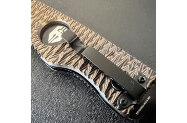 Image of Hoffner Knives Folding Knife, 3.5in, 440c, Spear Point Blade, Chiseled Maduro Grip, Black Combo Blade, FK-S3CBK-CMA