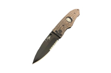 Image of Hoffner Knives Folding Knife, 3.5in, 440c, Spear Point Blade, Chiseled Maduro Grip, Black Combo Blade, FK-S3CBK-CMA