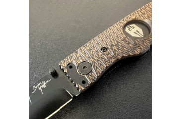 Image of Hoffner Knives Folding Knife, 3.5in, 440c, Spear Point Blade, Chiseled Maduro Grip, Black Smooth Blade, FK-S3SBK-CMA