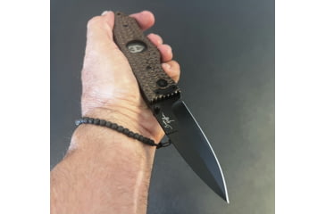 Image of Hoffner Knives Folding Knife, 3.5in, 440c, Spear Point Blade, Chiseled Maduro Grip, Black Smooth Blade, FK-S3SBK-CMA