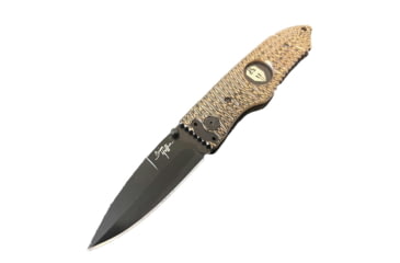 Image of Hoffner Knives Folding Knife, 3.5in, 440c, Spear Point Blade, Chiseled Maduro Grip, Black Smooth Blade, FK-S3SBK-CMA